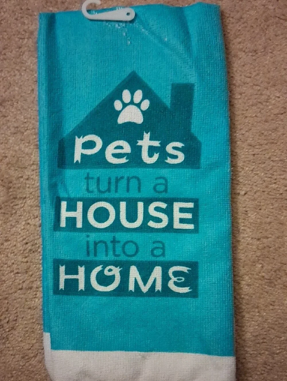 Home Collection Teal & White 'Pets Turn a House into a Home' Kitchen Towel